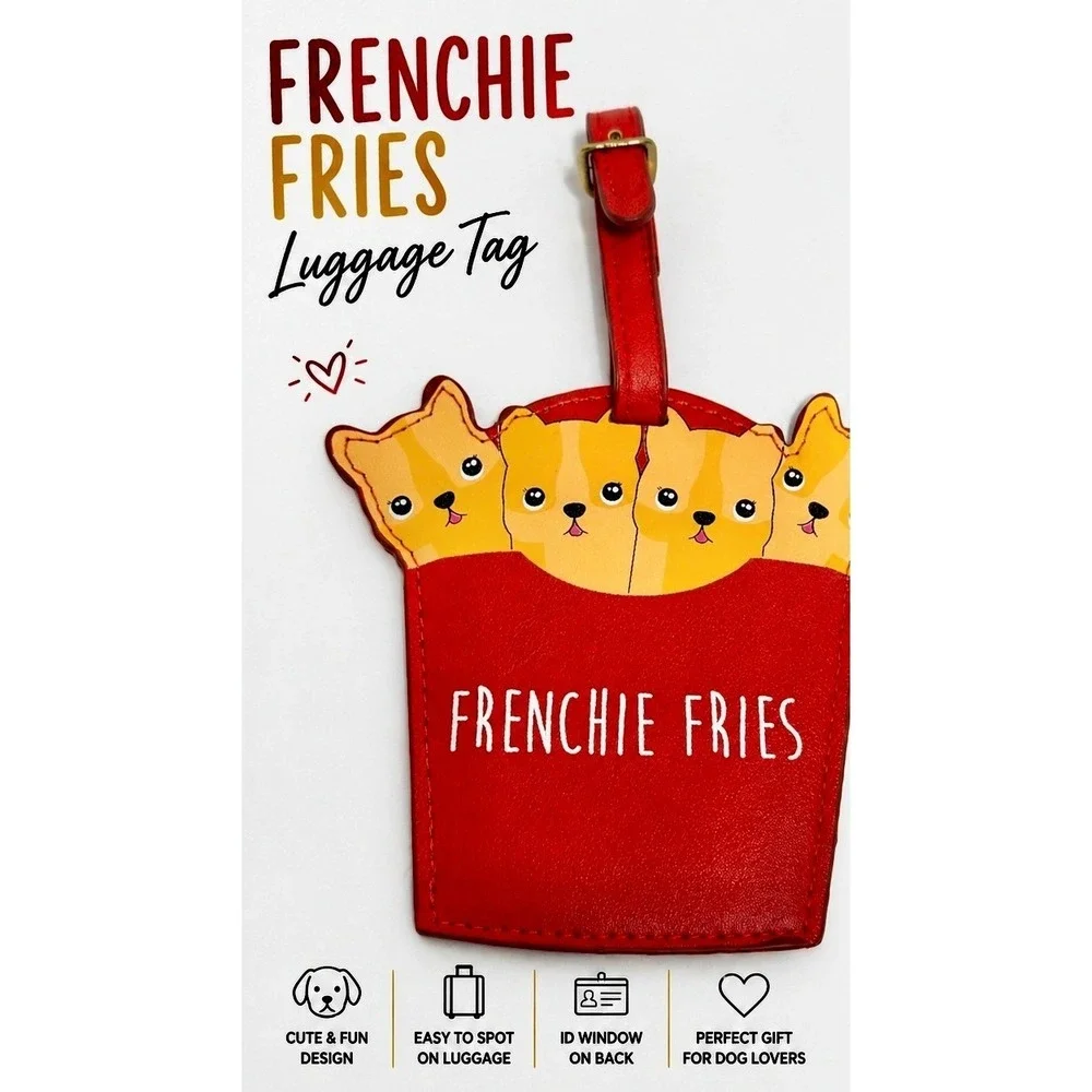 Frenchie Fries Luggage Tag Red French Bulldog Puppy Novelty Travel Bag ID Tag